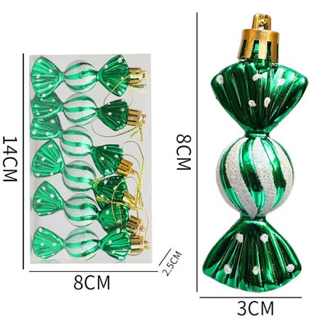 Juldekoration Godis Ornament - Mini Runda Godisar (6-Pack)