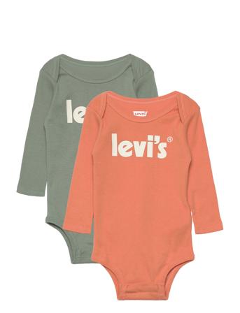Levi's Poster Logo Long Sleeve Bodysuit 2-Pack Patterned Levi's