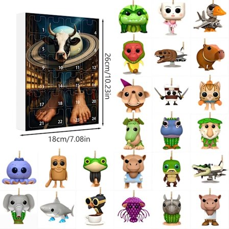 Tung Tung Tung Sahur 24 Dages Julekalender 2025, 2D Akryl Nøglering Brainrot Italiensk Dyr Børnegave Farve E