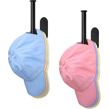 Vægmonteret kasket holder [Sæt med 2] - Selvklæbende rustfri stål kasket holder - Kasket holder kompatibel soveværelse, skab, omklædningsrum eller 