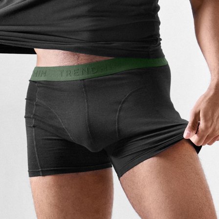 FreeFeel | Boxeri negri din bumbac cu bandă elastică verde măsliniu pentru bărbați - Boxeri din bambus