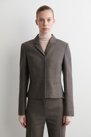 COS Women's Slim Waisted Wool Blazer in Grey