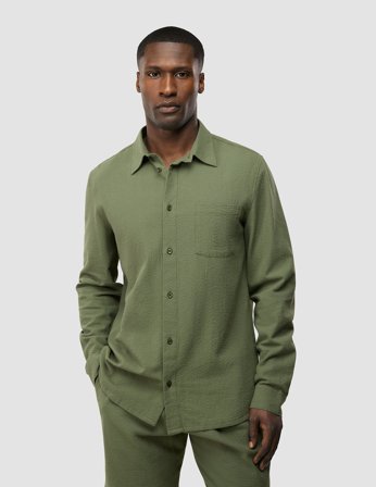 Shaping New Tomorrow - Seersucker Casual Shirt - Clover Green - Herre - Størrelse XXXL