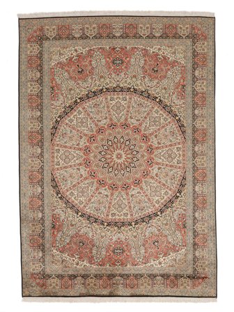 Orientalischer Kaschmir Reine Seide Teppich 173X245 Braun/Orange Seide, Indien