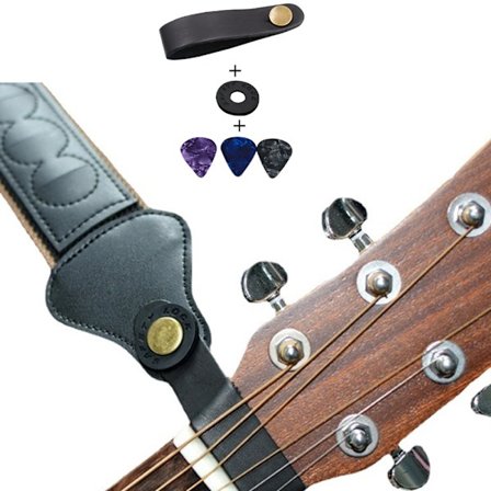 To guitarhalse, hovedbøjle, læderrem, anti-udløser spænde, folkesange, klassisk Bess Ukri, universel