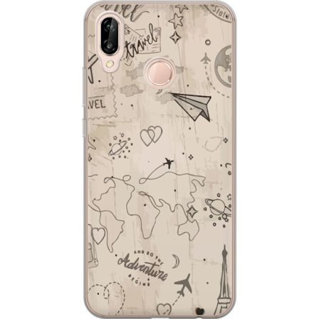 Kompatibelt Mobildeksel til Huawei P20 lite Futuristisk pansret helt i rosa og gull med lysende energi i dramatisk neonmiljø