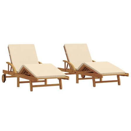 Solstol 2 pcs Beige 200 x 67 x 84 cm Massivt Akaciaträ