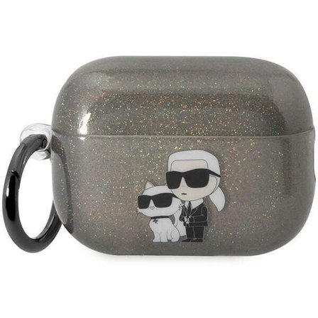 Karl Lagerfeld KLAP2HNKCTGK Airpods Pro 2-deksel svart/svart Glitter Karl&Choupette