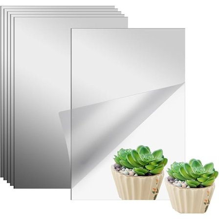 Akryl Spejl, 6 Stykker Selvklæbende Vægspejl 10x15cm, Fleksible Spejlplader, Selvklæbende Vægspejl, Ikke-Glas Fleksibelt Spejl, Selvklæbende Vægspejl