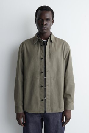 COS Men's Pocket Detail Cotton Shirt in Green