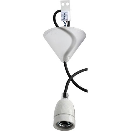 Gelia 4079108991 Lampeoppheng E27, porselen Svart tekstilkabel, Belysning