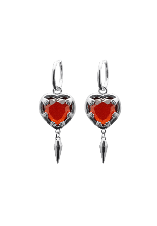 WOS Claw heart big gold Örhängen Dam Silver ONESIZE