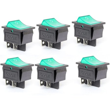 Sæt med 6 tænd/sluk vippekontakter med 4 poler 2 positioner AC 16a/250v 20a/125v / Grøn