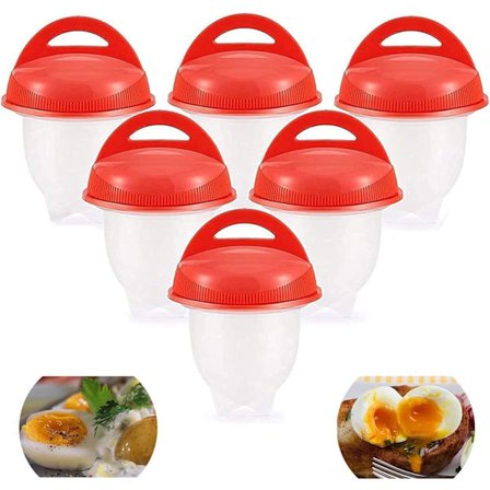 Sett med 6 silikon egg for å koke egg i skall og annet