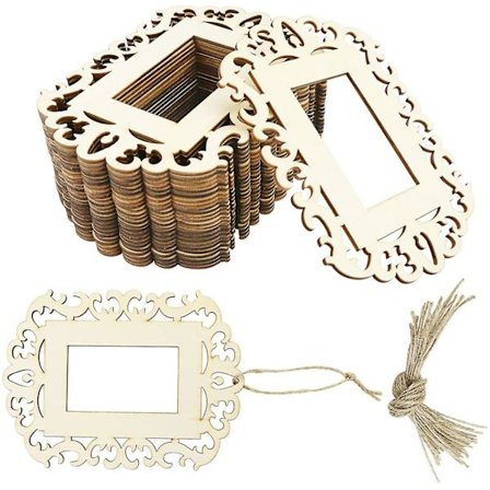 Sinknap 18 st/ set Fotoram Hantverk Ihåligt Fint hantverk Präglingshantverk Rektangulära naturliga träskivor Fotoram för hemmet
