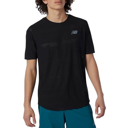 New Balance Men's Q Speed Jacquard Short Sleeve Men Short sleeved fitness sweater Black M