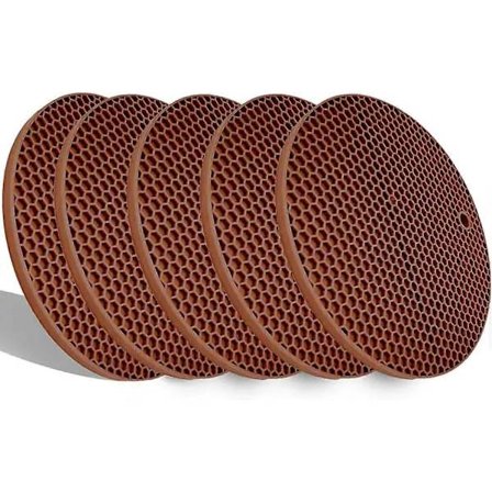 5-pack Extra Tjocka Silikongrytlappar, Värmebeständiga Grytunderlägg/Värmeskydd, Halkfria Hållbara Flexibla Bordsunderlägg Runda Honungskaka (Ka...