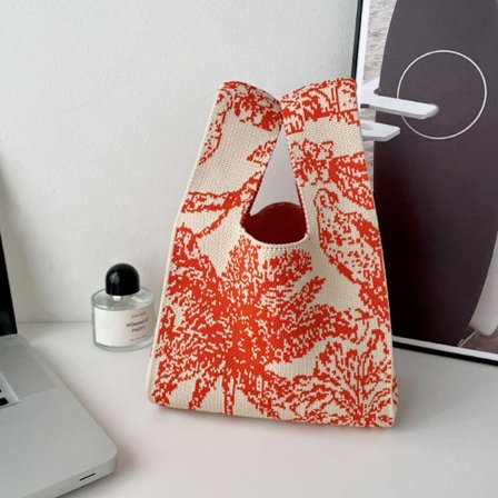 Stickad handväska tygväska 07