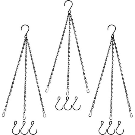3-pak metal hængekæder plantestøtter til fuglefoderautomater, lanterner og vindspil, stærke kroge til udendørs brug