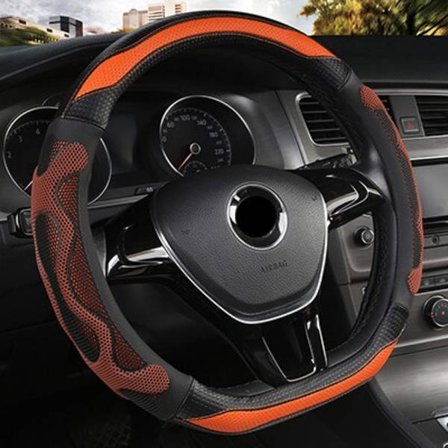 (Orange) D-formad Läder Ratt Skydd Fyr Säsonger Ratt Nav för VW GOLF 7 8 2015 POLO JATTA Interiör Tillbehör
