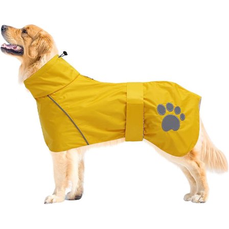 Hunde Regnfrakke Jakke Justerbar Letvægts Regnfrakke stof Bedste Gave til hunde med Sikker Reflekterende-Gul-XXXL
