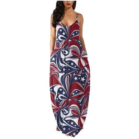 Maxi Lång Klänning Med Print För Damer Dam Summer Beach Holida