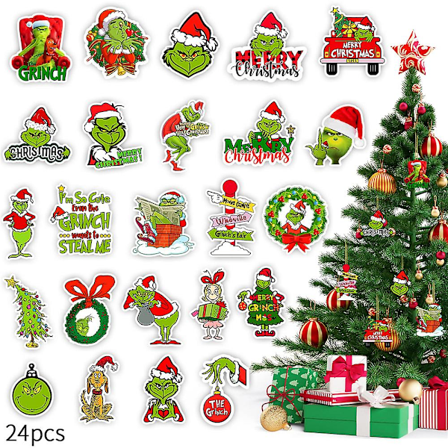 24 kpl Grinchin joulukuusen riippukoristeita joulukuusen riipuksia juhlan koristeita