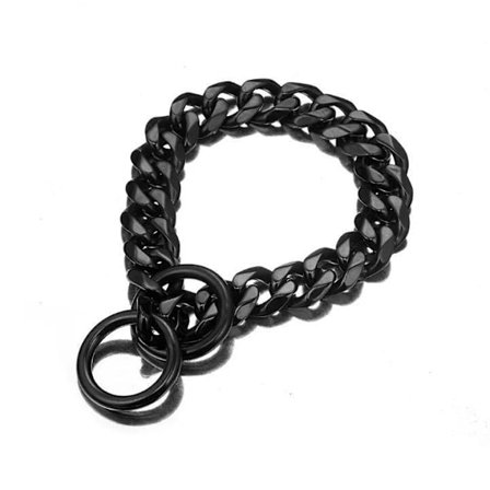 Fed halskæde til hunde i sølv eller sort rustfri stålkæde