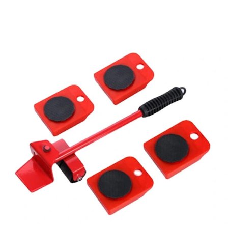 RYI-Sæt med 5 møbeltransportruller - 4 møbelhjul og 1 donkraft - Lastkapacitet 150 kg hver, kolezy