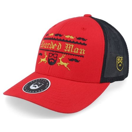 Ho-Ho-Hats - Röd trucker Keps - Ugly Christmas Logo Red/Black Trucker @ Hatstore