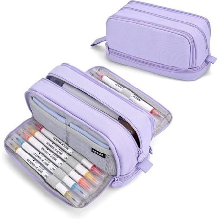 Pennfodral med stor kapacitet - Pennväska med 4 fack - Lila - för kvinnor män flickor pojkar