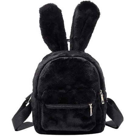 Pupun reppu, söpö mini reppu naisille, pehmoinen pupunkorvainen laukku, pörröinen pupulaukku