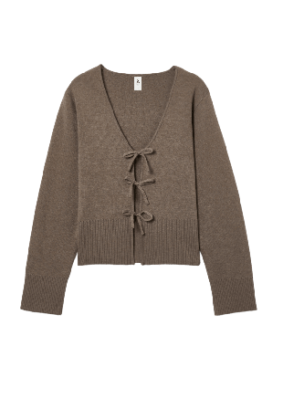 Å WOMAN Cardigan med knytband KERSTIN Stickat Brun XS