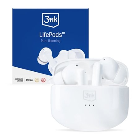 3MK In-Ear Trådlösa Hörlurar Bluetooth 5.3 ANC LifePods - Vit