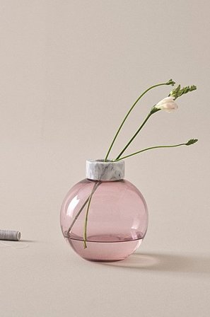 Jotex - Wazon Szklany - Wysokość 19 Cm Jasnofioletowy/marmurowy - HILLEVI - Kup Wazony firmy Jotex