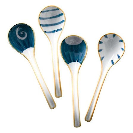 4 st Keramik Soppslevor Risätande Skedar Användbara Matningsskedar (blandade färger)