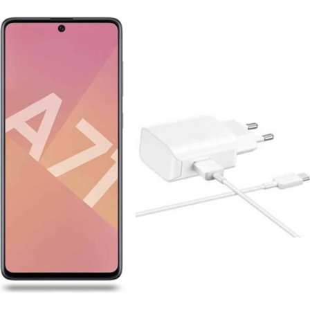 Laddare - Samsung - Galaxy A71 - USB Type-C - Vit - Komplett kit med kabel