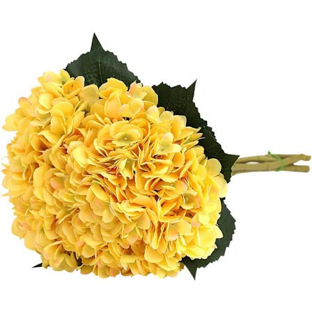 Kunstig hortensia blomst, 5 stk enkelt lang silkestilk 6,3