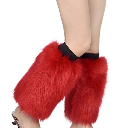 Dame Vinter Ensfarvet Pelsede Benvarmere Harajuku Vinter Leggings Støvler Manchetter Betræk Faux Pels Lægsokker Festkostume rose