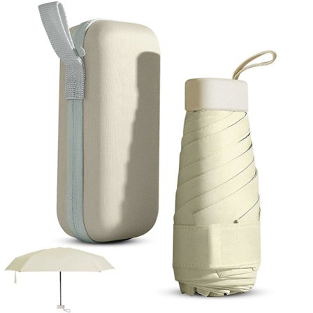 Mini sammenleggbar paraply med etui, lett bærbar paraply, lett kompakt regnparaply for reise utendørs daglig bruk, liten solskjerm for jenter og 