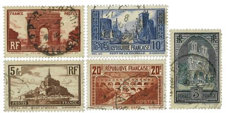 Frankrig 1929 - YT 258-262 - Stemplet