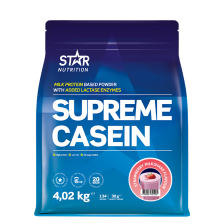 Kaseinprotein Star Nutrition Supreme Kasein 4020 g, Strawberry Milkshake - Bodyman.dk