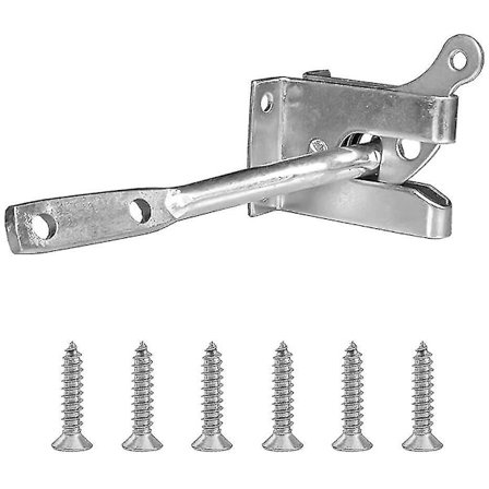 Automatisk lås for hageport i rustfritt stål, tyngdekraftspake, automatisk låsing, hageportlås (1 stk. - sølv)