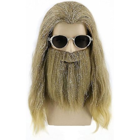 Rasvan Thor -parta -hiukset Miehille Pitkät Kiharat Tuhkaisen Vaaleat Hiukset Halloween-asu -hiukset