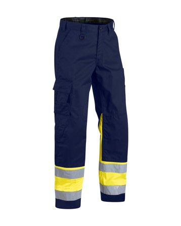 Blåkläder 156418118933D96 Huomiohousut ilman naulataskuja, laivastonsininen/huomiokeltainen Koko D96, Vaatteet