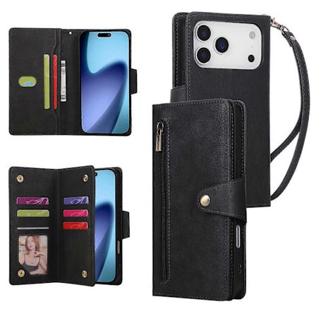 Compatible with iPhone 17 Pro Max Magnetic Leather Wallet Card Holder