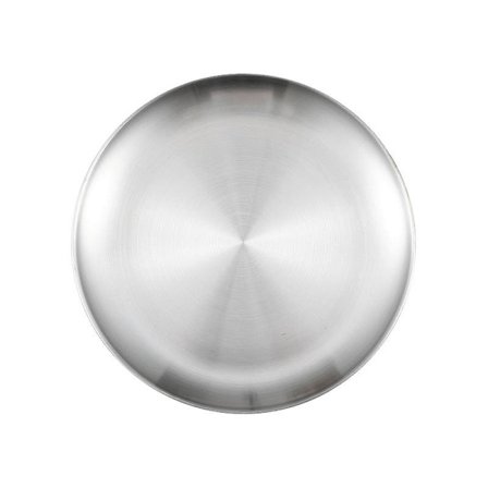 Rund tallrik i rostfritt stål, campingtallrikar i metall, tallrikar i rostfritt stål, återanvändbara middagstallrikar i metall för 