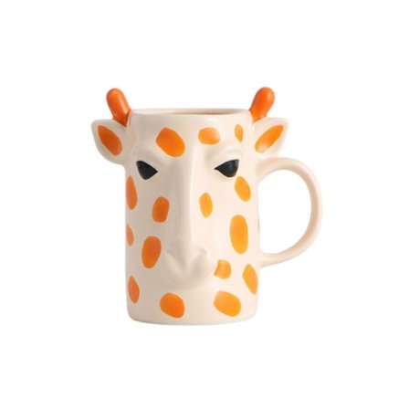 Giraff Keramisk Kopp 500ml Stor Kapasitet Kreativ Tegneserie Krus 3D Form Kopp C-Formet Håndtak Glatt Glasur Kaffekopp