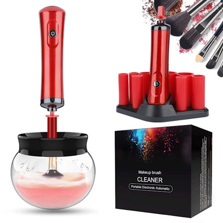 Automatisk sminkebørsterenser, med 8 størrelser gummikragar (rød)