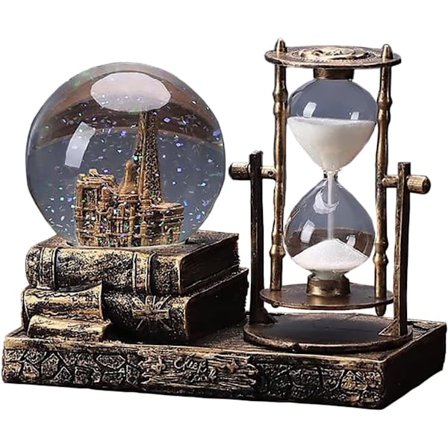 LED Music Crystal Snow Globe med Timeglass Timer Hjemmedekor